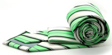 Load image into Gallery viewer, Mens Dads Classic Green Striped Pattern Business Casual Necktie & Hanky Set U-6 - Ferrecci USA