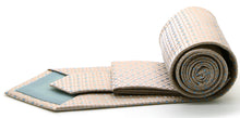 Load image into Gallery viewer, Mens Dads Classic Beige Geometric Pattern Business Casual Necktie & Hanky Set UO-1 - Ferrecci USA