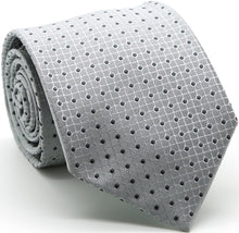 Load image into Gallery viewer, Mens Dads Classic Grey Geometric Pattern Business Casual Necktie & Hanky Set UO-6 - Ferrecci USA