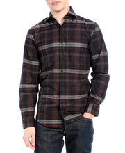 Load image into Gallery viewer, Brown Plaid Slim Fit Casual Shirt - Vale - Ferrecci USA