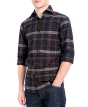Load image into Gallery viewer, Brown Plaid Slim Fit Casual Shirt - Vale - Ferrecci USA