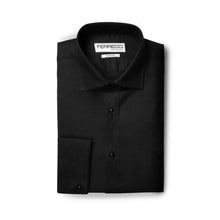 Load image into Gallery viewer, Ferrecci Men's Black Venice Slim Fit Pique Lay Down Collar Shirt - Ferrecci USA