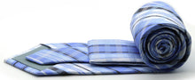 Load image into Gallery viewer, Mens Dads Classic Blue Striped Pattern Business Casual Necktie & Hanky Set VO-10 - Ferrecci USA