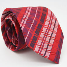 Load image into Gallery viewer, Mens Dads Classic Red Striped Pattern Business Casual Necktie & Hanky Set VO-4 - Ferrecci USA