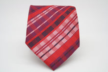 Load image into Gallery viewer, Mens Dads Classic Red Striped Pattern Business Casual Necktie & Hanky Set VO-4 - Ferrecci USA