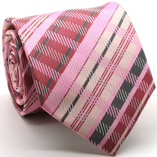 Load image into Gallery viewer, Mens Dads Classic Pink Striped Pattern Business Casual Necktie & Hanky Set VO-6 - Ferrecci USA