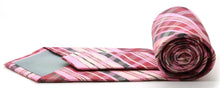 Load image into Gallery viewer, Mens Dads Classic Pink Striped Pattern Business Casual Necktie & Hanky Set VO-6 - Ferrecci USA