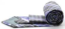 Load image into Gallery viewer, Mens Dads Classic Grey/Purple Striped Pattern Business Casual Necktie & Hanky Set VO-7 - Ferrecci USA