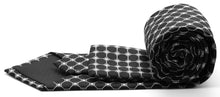 Load image into Gallery viewer, Mens Dads Classic Black Geometric Pattern Business Casual Necktie & Hanky Set W-1 - Ferrecci USA