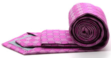Load image into Gallery viewer, Mens Dads Classic Fuchasia Geometric Pattern Business Casual Necktie & Hanky Set W-2 - Ferrecci USA
