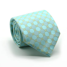 Load image into Gallery viewer, Mens Dads Classic Turquoise Geometric Pattern Business Casual Necktie & Hanky Set W-3 - Ferrecci USA