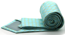 Load image into Gallery viewer, Mens Dads Classic Turquoise Geometric Pattern Business Casual Necktie & Hanky Set W-3 - Ferrecci USA