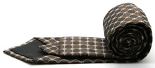 Load image into Gallery viewer, Mens Dads Classic Brown Geometric Pattern Business Casual Necktie & Hanky Set W-5 - Ferrecci USA