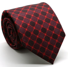 Load image into Gallery viewer, Mens Dads Classic Red Geometric Pattern Business Casual Necktie & Hanky Set W-6 - Ferrecci USA