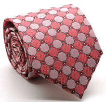 Load image into Gallery viewer, Mens Dads Classic Red Geometric Pattern Business Casual Necktie & Hanky Set W-9 - Ferrecci USA