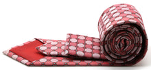 Load image into Gallery viewer, Mens Dads Classic Red Geometric Pattern Business Casual Necktie & Hanky Set W-9 - Ferrecci USA