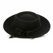 Load image into Gallery viewer, Black Wide Brim Fedora Hat - Ferrecci USA