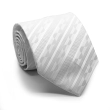 Load image into Gallery viewer, Mens Dads Classic White Striped Pattern Business Casual Necktie & Hanky Set X-1 - Ferrecci USA