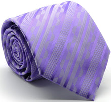 Load image into Gallery viewer, Mens Dads Classic Purple Striped Pattern Business Casual Necktie & Hanky Set X-10 - Ferrecci USA