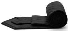 Load image into Gallery viewer, Mens Dads Classic Black Striped Pattern Business Casual Necktie & Hanky Set X-3 - Ferrecci USA