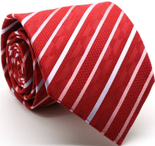Load image into Gallery viewer, Mens Dads Classic Red Striped Pattern Business Casual Necktie & Hanky Set X-7 - Ferrecci USA
