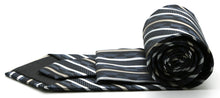 Load image into Gallery viewer, Mens Dads Classic Grey Striped Pattern Business Casual Necktie & Hanky Set X-8 - Ferrecci USA