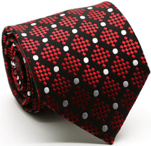 Load image into Gallery viewer, Mens Dads Classic Red Circle Pattern Business Casual Necktie & Hanky Set XO-2 - Ferrecci USA