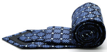 Load image into Gallery viewer, Mens Dads Classic Navy Circle Pattern Business Casual Necktie & Hanky Set XO-3 - Ferrecci USA