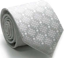 Load image into Gallery viewer, Mens Dads Classic White Circle Pattern Business Casual Necktie & Hanky Set XO-6 - Ferrecci USA
