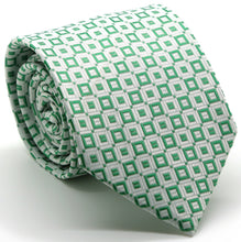 Load image into Gallery viewer, Mens Dads Classic Green Geometric Pattern Business Casual Necktie & Hanky Set Y-6 - Ferrecci USA