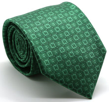 Load image into Gallery viewer, Mens Dads Classic Green Geometric Pattern Business Casual Necktie & Hanky Set Y-9 - Ferrecci USA