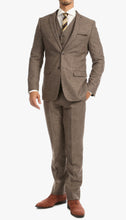 Load image into Gallery viewer, York Brown 3 Piece Herringbone Suit - Ferrecci USA