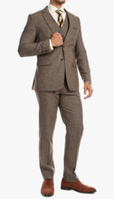 Load image into Gallery viewer, York Brown 3 Piece Herringbone Suit - Ferrecci USA