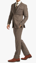 Load image into Gallery viewer, York Brown 3 Piece Herringbone Suit - Ferrecci USA