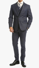 Load image into Gallery viewer, York Navy Slim Fit 3 Piece Herringbone Suit - Ferrecci USA