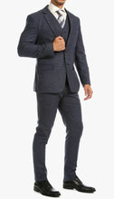 Load image into Gallery viewer, York Navy Slim Fit 3 Piece Herringbone Suit - Ferrecci USA