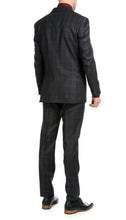 Load image into Gallery viewer, Yves Black Plaid Check Men's Premium 2 Piece Wool Slim Fit Suit - Ferrecci USA