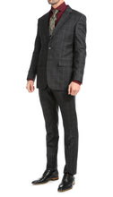 Load image into Gallery viewer, Yves Black Plaid Check Men's Premium 2 Piece Wool Slim Fit Suit - Ferrecci USA