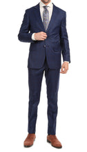 Load image into Gallery viewer, Yves Blue Plaid Check Men's Premium 2 Piece Wool Slim Fit Suit - Ferrecci USA