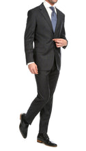 Load image into Gallery viewer, Yves Grey Plaid Check Men's Premium 2 Piece Wool Slim Fit Suit - Ferrecci USA