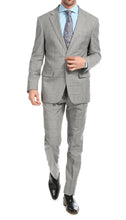 Load image into Gallery viewer, Yves Light Grey Plaid Check Men's Premium 2 Piece Wool Slim Fit Suit - Ferrecci USA