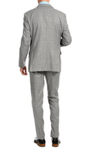 Load image into Gallery viewer, Yves Light Grey Plaid Check Men's Premium 2 Piece Wool Slim Fit Suit - Ferrecci USA