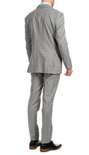 Load image into Gallery viewer, Yves Light Grey Plaid Check Men's Premium 2 Piece Wool Slim Fit Suit - Ferrecci USA