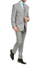 Load image into Gallery viewer, Yves Light Grey Plaid Check Men's Premium 2 Piece Wool Slim Fit Suit - Ferrecci USA