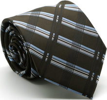 Load image into Gallery viewer, Mens Dads Classic Brown Stripe Pattern Business Casual Necktie & Hanky Set Z-2 - Ferrecci USA