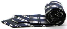 Load image into Gallery viewer, Mens Dads Classic Navy Stripe Pattern Business Casual Necktie & Hanky Set Z-3 - Ferrecci USA