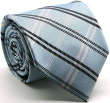 Load image into Gallery viewer, Mens Dads Classic Blue Stripe Pattern Business Casual Necktie & Hanky Set Z-4 - Ferrecci USA