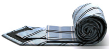 Load image into Gallery viewer, Mens Dads Classic Blue Stripe Pattern Business Casual Necktie & Hanky Set Z-4 - Ferrecci USA