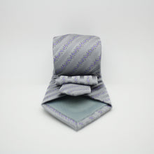Load image into Gallery viewer, Mens Dads Classic Grey Striped Pattern Business Casual Necktie & Hanky Set ZO-12 - Ferrecci USA