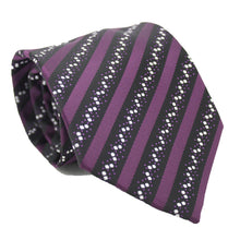Load image into Gallery viewer, Mens Dads Classic Purple Striped Pattern Business Casual Necktie & Hanky Set ZO-7 - Ferrecci USA